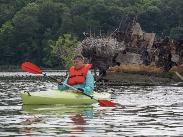Paddler at Mallows Bay, Potomac River